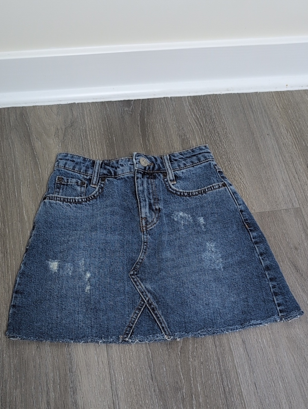 BDG Distressed Dark Blue Denim Mini Skirt - Picture 1 of 4